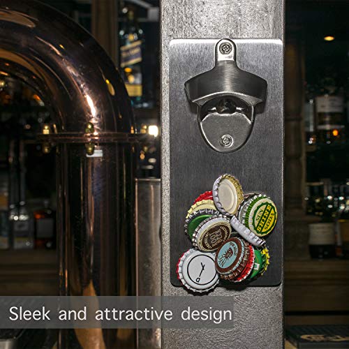 Wall Mounted Bottle Opener with Magnetic Cap Catcher | Novelty Gift | Unique Present for Friends, Men, Women, Housewarming, Birthday, White Elephant, Holiday Party | Best Christmas Gift for Men, Dad - Thumbnail 2