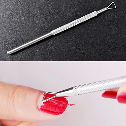 Adecco LLC Cuticle Pusher Stainless Steel Triangle Cuticle Peeler Scraper Remove Gel Nail Polish Nail Art Remover Tool Rose Gold And Silver(2 Pack) - Thumbnail 2
