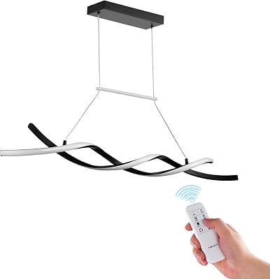 Luminaire moderne suspendu, 24 W, suspension LED à intensité variable avec abat-jour en silicone et télécommandé, température de couleur réglable 3000 K-6000 K, pour cuisine, salle à manger