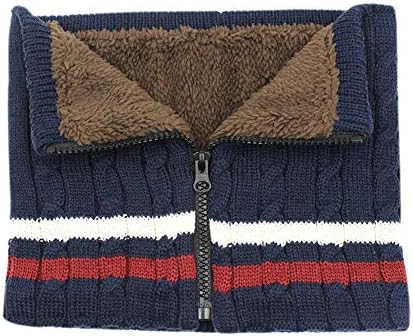 Unisex Winter Soft Knitted Infinity Scarf Zipper Fleece Lined Chunky Neck Warmer