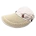 Women's Wide Brim Floppy Caps Packable Straw Sun Hat Summer UV Protection Hats with Chin Strap for Women Beach Glof Beige White