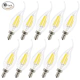 SUNMEG C35T 6W LED Candelabra Bulb E12 Base,LED Filament Bulb Dimmable, 2700K Warm White, 360 Degree Beam Angle, Equivalent to Standard 60W Incandescent Chandelier Bulb (10 Pack)