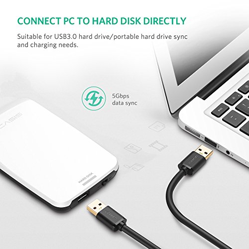 UGREEN USB 3.0 A to A Cable Type A Male to Male Cable Cord for Data Transfer Hard Drive Enclosures, Printers, Modems, Cameras (1.5FT)