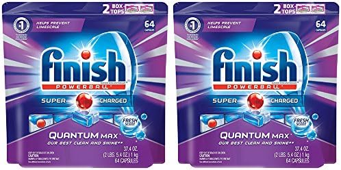Finish Quantum Max YdavZ Fresh, Automatic Dishwasher Detergent Tablets, Fresh Scent, 64 Count (2 Pack)