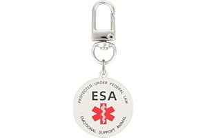 MYDEERYOO ESA Dog ID Tags Emotional Support Animal Double Side Engraved Protected Under Federal Law with Medical Alert Symbol Easily Attach to Dog Collar, Harness (Medium-1.18 inch)