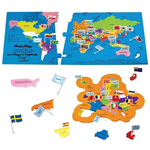 Imagimake: Mapology World with Flags & Capitals- with Country Shaped Pieces- Jigsaw Puzzle and Educational Toy for Boys and Girls Above 5 Years- Excellent Birthday Gift