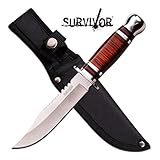Survival Cherry Wood Hunting Bowie Knife 10.5 Inch Fixed Blade with Sheath Jwd28