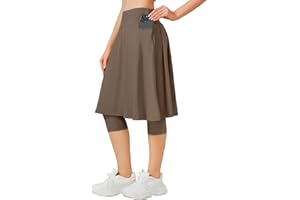 ANIVIVO Women Long Knee Length Skirted Leggings, Capris Leggings with Skirts High Waist