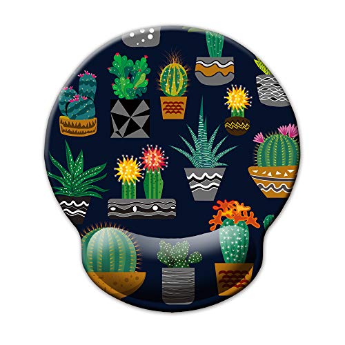 Ergonomic Mouse Pad with Wrist Support,Dooke Cute Wrist Pad with Non-Slip Rubber Base for Computer, Laptop, Home Office Gaming, Working, Easy Typing & Pain Relief Cactus