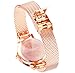 KASHIDUN Women's Watches Gorgeous Luxury Dress Quartz Wrist Watches Waterproof Watches Small Diamonds Dial Mesh Milanese Bracelet Pink Color