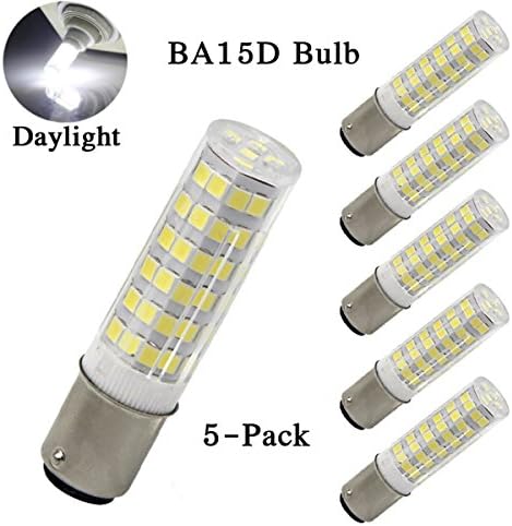 XYTGD BA15D LED Light Bulb 120V 6W, AC110V-130V ,T3/T4/C7/S6, Dimmable LED Light Bulb 50W Equivalent Daylight 6000k Indoor lighting bulbs Double Bayonet Sewing Machine (Pack of 5)