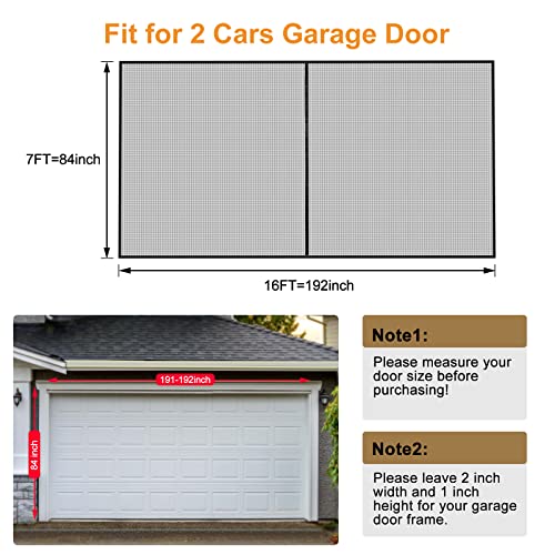 Garage Door Screen for 2 Cars Garage Door 16X7FT Reinforced Fiberglass Garage Screen
