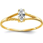 JewelryWeb 10k Yellow Gold Marquise Prong set Polished White Topaz Ring Size 6 Ring for Women