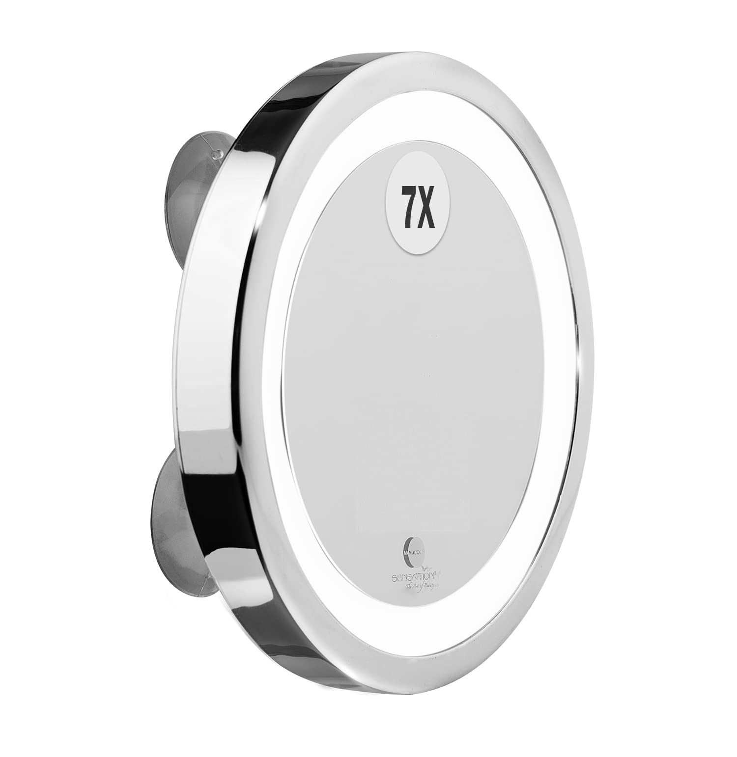 Macom 211 Solar Sensation and Bright Magnifying Make-Up Cosmetic Mirror with LED Light and Suction Cups, Silver