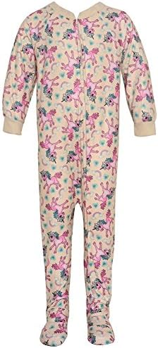 Mon Petit Little Girls Ivory Zipper Unicorn Print Overall Footed Pajama 3T