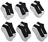 Jefferies Socks Little Boys' Seamless Sport Low Cut Half Cushion  Socks (Pack of 6), Black/Grey, 8-9.5