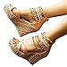 getmorebeauty Women's Wedge Sandals With Pearls Across The Top Platform Sandals High Heels