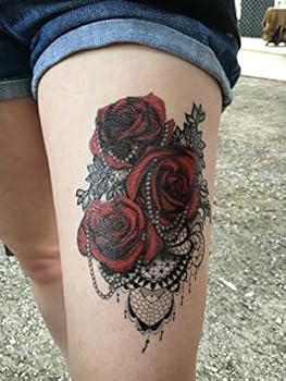 Roze 4 Arkusze Tymczasowych Pieknych Tatuazy Rose4 Amazon Pl Beauty
