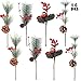 AGEOMET 16 Pack Christmas Pine Picks 11.8 Inch Artificial Pine Picks for Christmas Party Gift Home Decorations, 4 Styles