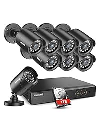 ANNKE Sistema de cámara de seguridad para el hogar, 8 canales, 1080P Lite DVR y 8X 1080P HD al aire libre IP66, cámaras CCTV impermeables, reproducción inteligente, alerta de   electrónico instantáneo con imágenes, disco duro de 1 TB incluido