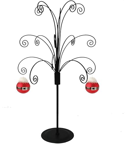 Ornament Display Boom - 27 Cm Hoog, Zwart Metalen Sieradenboom Met 12 Haken