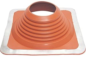 Fasteners Plus #8 Square Silicone Metal Roof Pipe Flashing Boot - Fits 6-3/4" - 13-1/2" Pipe OD - Red (Made in USA)