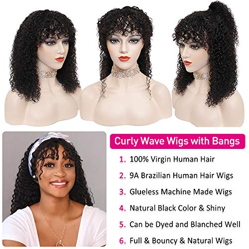Alibeauty-Short-Curly-Human-Hair-Wigs-with-Bangs-for-Black-Women-150-Density-9A-Brazilian-Virgin-Kinky-Curly-Non-Lace-Front-Wigs-Human-Hair-Bangs-Glueless-Half-Machine-Made-Hair-Wigs-Natural-Black10