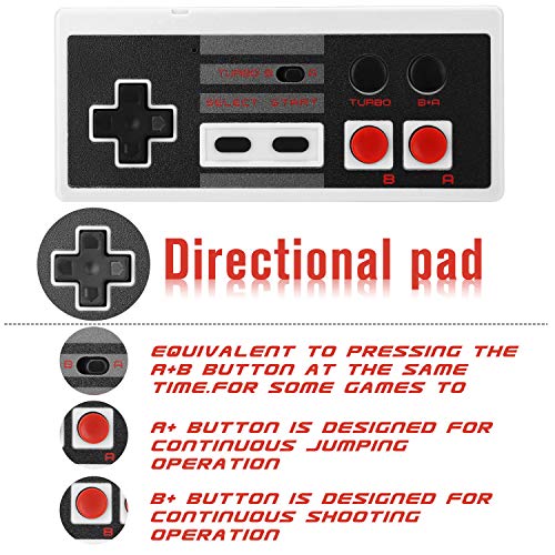 NES Classic Mini Wireless Controller – Aterox Turbo Edition Rapid Buttons Rechargeable Joypad Gamepad with 2.4G Receiver for 2016 Nintendo Entertainment System/Wii Game Console