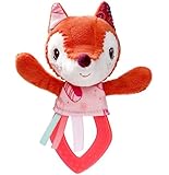 LILLIPUTIENSTeething Rattle Alice the Fox - Sensory Toy for Babies with Teething Ring, Paper Sound, and Bell - Soothes Teething Pain - From 3 Months - 83035