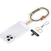 project-cb Cell Phone Wrist Strap 1, Tether Tab 2,Key Ring×2,Adjustable Phone Wristlet Strap 20cm-40cm,Hand Lanyard,Keychain(Green-G)