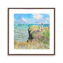 signwin Framed Canvas Wall Art Path Through The Corn at Pourville by Claude Monet Canvas Prints Home Artwork Decoration for Living Room,Bedroom - 24x24 inches