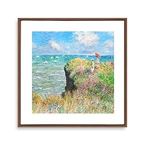 Framed Canvas Wall Art Path Through The Corn at Pourville by Claude Monet Canvas Prints Home Artwork Decoration for Living Room,Bedroom - 16x16 inches
