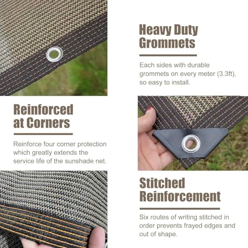Shade Cloth, Sun Shade Fabric, Privacy Screen Shade Cover Patio Canopy with Grommets,Sunshade Net for Garden Outdoor Pergola 4 x 6m (Light Brown)