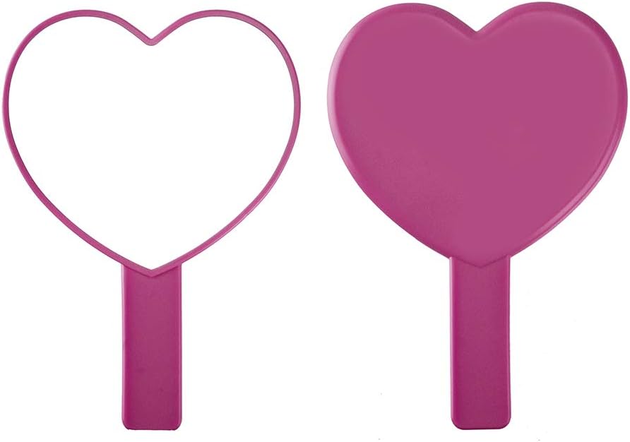 TBWHL Heart-Shaped Travel Handheld Mirror, Cosmetic Hand Mirror with Handle Pink: Home & Kitchen