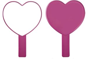 TBWHL Heart-Shaped Travel Handheld Mirror, Cosmetic Hand Mirror with Handle (Rose Red, 1Pack)