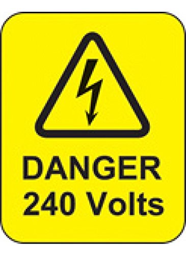 Caledonia Signs 59768 Danger 240 Volts Label, 40 mm x 50 mm (Pack of 100)
