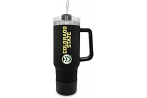 Campus Colors College & University 40 oz Travel Tumbler With Handle - Dual Option Lid With Straw - Vacuum Insulated Stainless Steel (Colorado State Rams - Black)