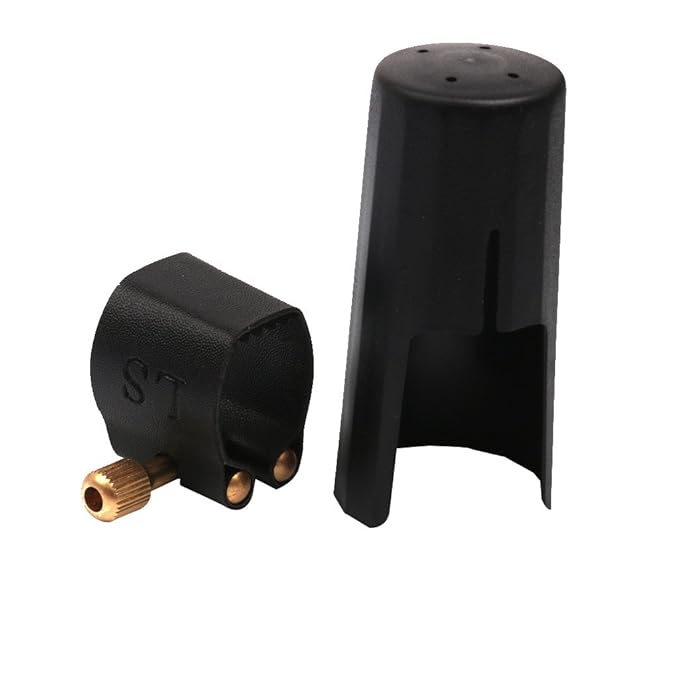 MagiDeal Plastic Mouthpiece Cover Cap with PU Ligature Black