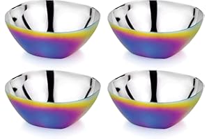 Ahimsa Stainless Steel Bowls for Kids | Non Toxic, Pediatrician Designed Toddler Bowls 12oz | Durable Metal Kids Bowl, Easy to Clean, Dishwasher Safe | Set of 4 Fun Rainbow