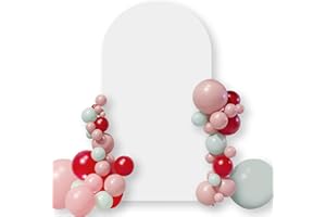 VANMEE Wedding Arch Cover Backdrop 2.6 x 6Ft，Arch Backdrop Cover Round Top Chiara Backdrop Cover Anti-wrinkle Fabric, for Wedding Birthday Party Balloon Arch Cardboard Decoration White