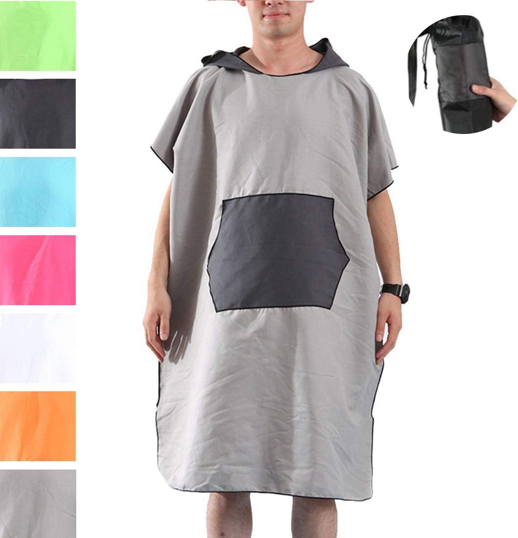 papasgjx Surf Poncho Changing Robe with Pocket,Beach Wetsuit Changing Bath Robe Absorbent Quick Dry for Beach, Swim, Wetsuit, Watersports/One Size Fits All