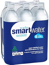 Glaceau Smartwater Vapor Distilled Water, 33.8 Ounce (Pack of 6)