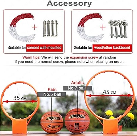 Color : C 45cm 140kg WXQHYD Basketball hoop 45cm//35cm Athlete Basketball Match Game Ball Ring Hoop Rim Stand Backboard Basket For Adults Kids Full Solid Metal Spring GYM