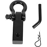 LABLT Tow Hitch Receiver 2", 45,000 Lbs Break Strength Shackle Hitch Receiver with 5/8" Hitch Pin, 3/4 D Ring Shackle, Towing Accessories for Truck Trailer Recovery Off-Road Black