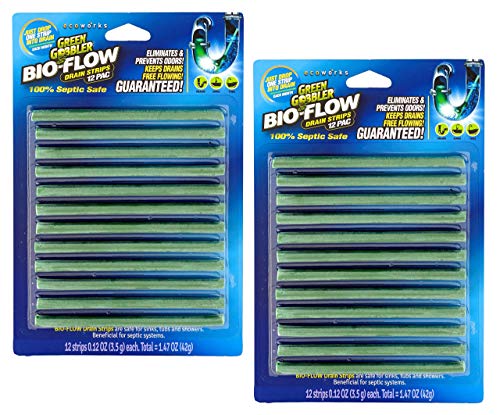 Green Gobbler Bio-Flow Drain Strips - 24 Strips | Drain Cleaner & Deodorizer Drain Sticks