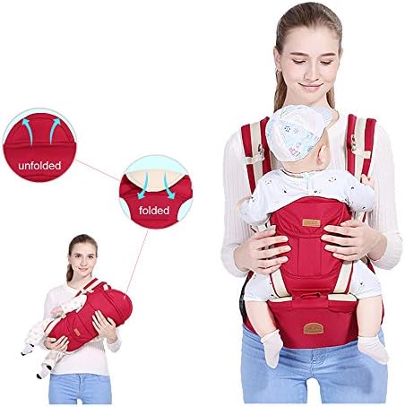 SMT4U All-in-One Baby Carrier Hip Seat with Hood, Multifunctional Baby Waist Stool, Baby Sling Wrap for 3-36 Months Baby Toddler