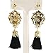 Gold Tassel Bohemian Vintage Dangle Drop Big Statement Earrings for Women, Black