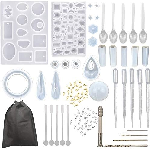 Silicone Casting Molds Tools Set Zachsak, 98 Pieces, for DIY Jewelry Craft Making, with a Black Storage Bag