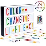 Color Changing Light Box with 100 Letters and Remote Control, LED Cinematic Light Box A4 Size with USB Cable