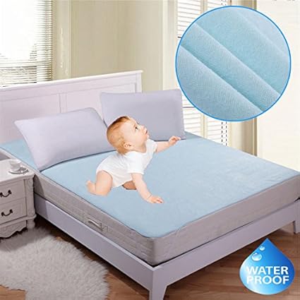 Rite Clique Latesthomestore Waterproof Hypoallergenic Mattress Protector (King Size,72x78-inch, Blue)